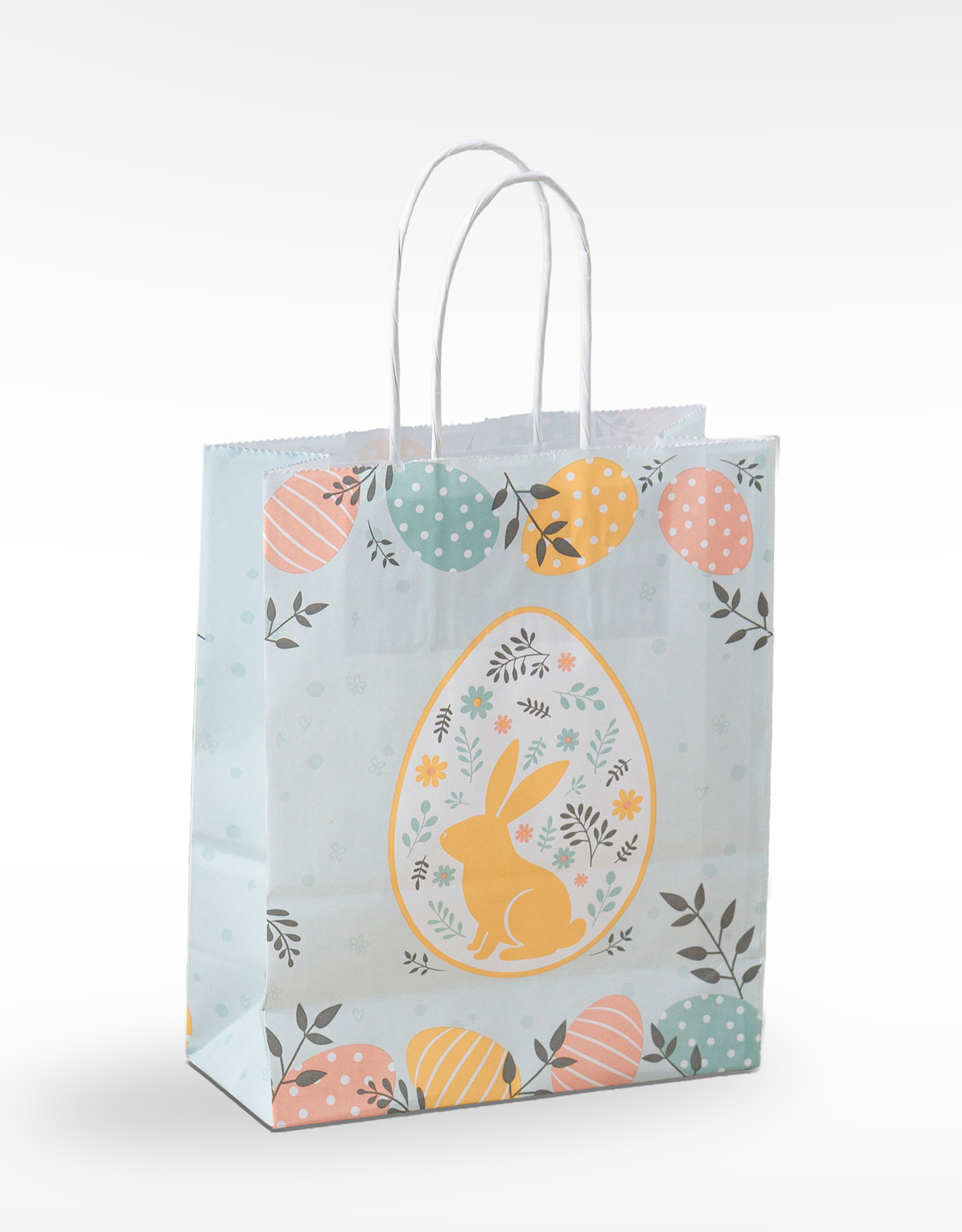 Produktbild Papiertragetaschen mit gedrehter Papierkordel Ostern in der Größe 18 x 8 x 22 cm