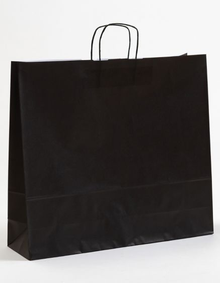 Produktbild Papiertragetaschen FASHION mit gedrehter Papierkordel schwarz in der Größe 54 x 15 x 49 cm