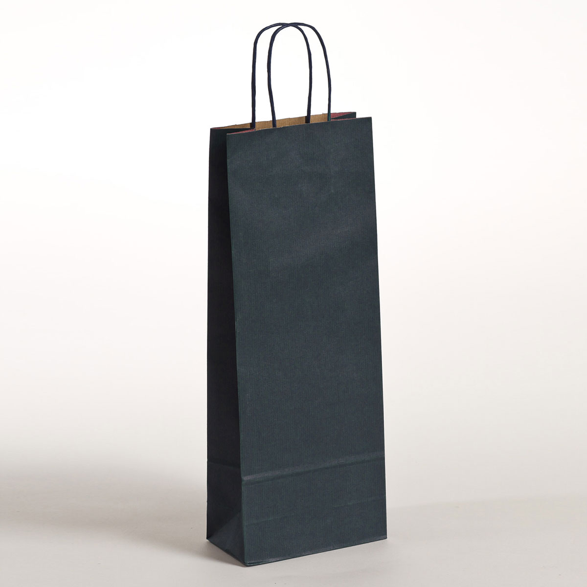 Produktbild Flaschentaschen Papiertragetaschen mit gedrehter Papierkordel blau in der Größe 15 x 8 x 39,5 cm