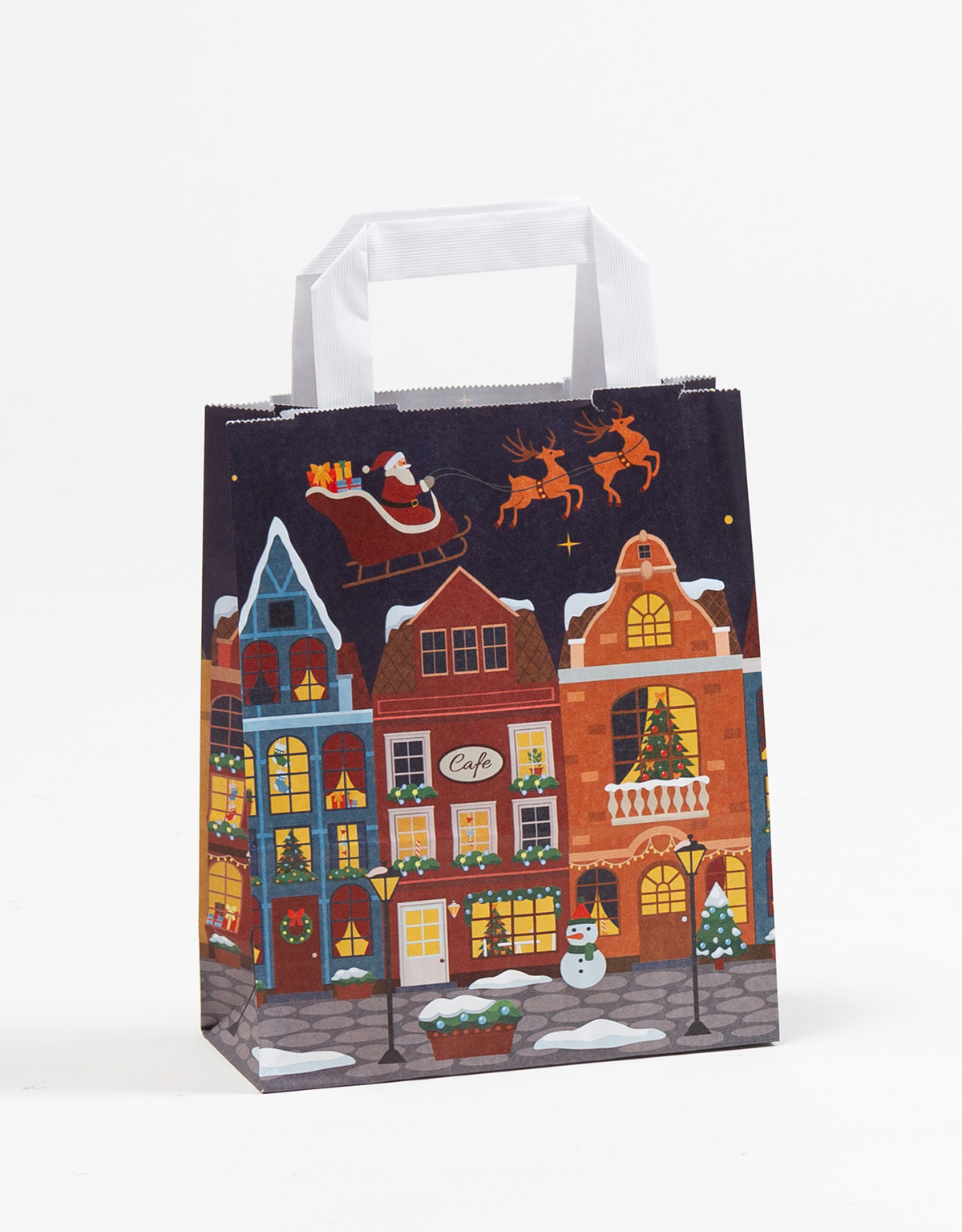 Produktbild Papiertragetaschen mit Flachhenkel - Weihnachtsabend -  in der Größe 18 x 8 x 22 cm