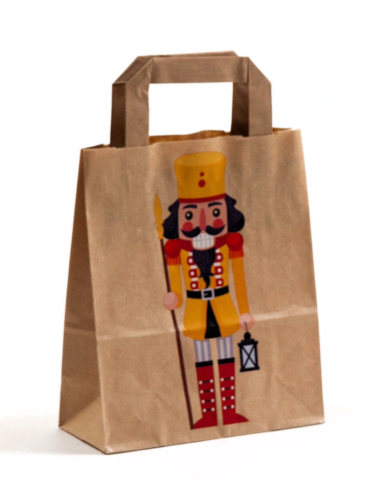 Produktbild Papiertragetaschen mit Flachhenkel - Nussknacker in der Größe 18 x 8 x 22 cm