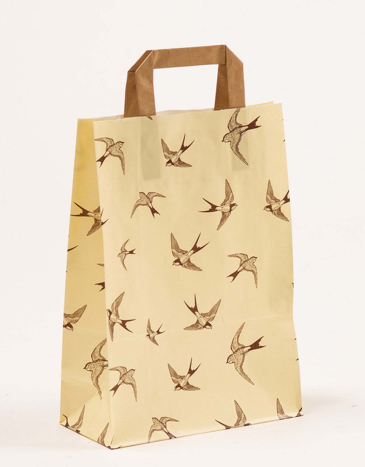 Produktbild Papiertragetaschen mit Flachhenkel -  Schwalben in der Größe 22 x 10 x 31 cm