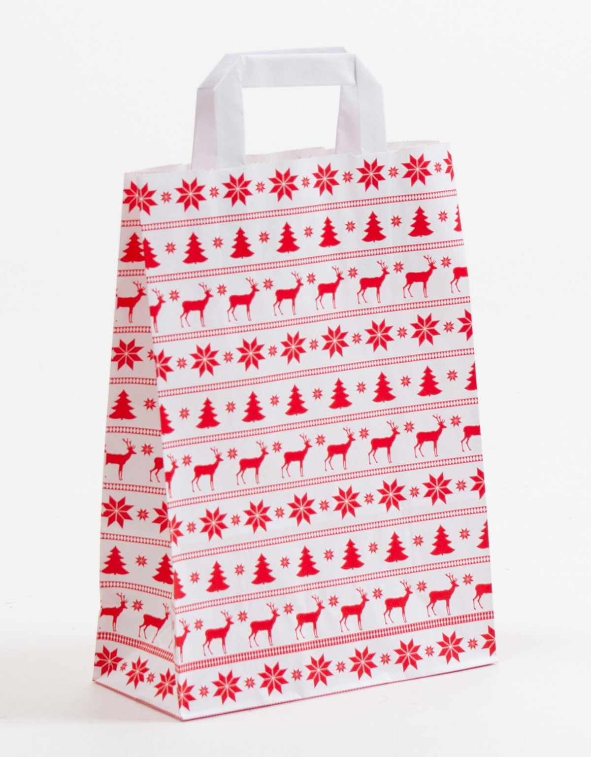 Produktbild Papiertragetaschen mit Flachhenkel - Norweger weiß in der Größe 22 x 10 x 31 cm