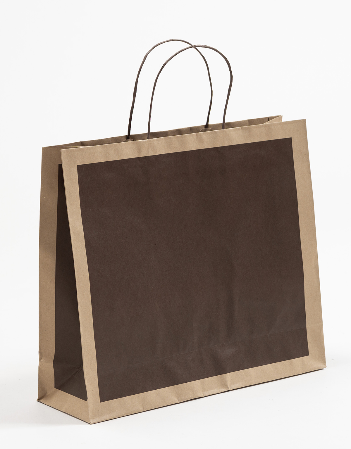 Produktbild Papiertragetaschen mit Randumschlag Frame schoko-braun in der Größe 42 x 13 x 37 + 6 cm