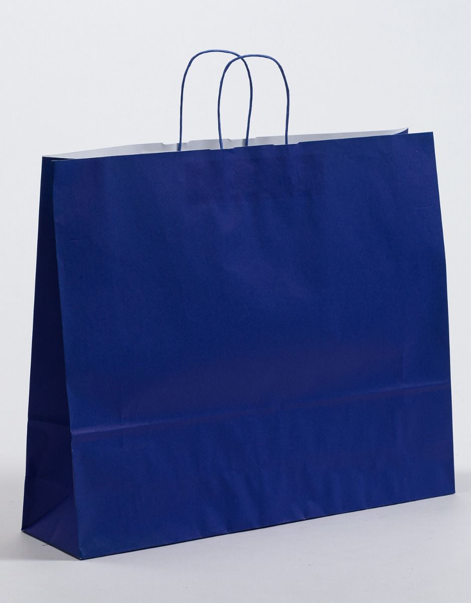 Produktbild Papiertragetaschen COLOR mit gedrehter Papierkordel blau in der Größe 54 x 14 x 45 cm