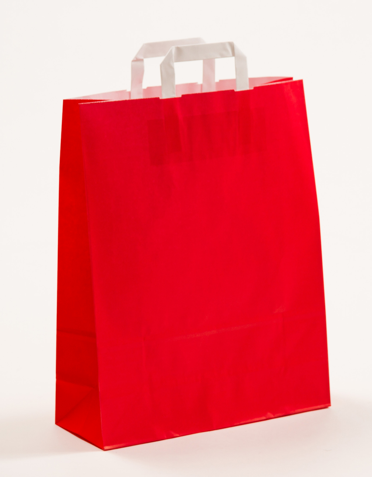 Produktbild Papiertragetaschen mit Flachhenkel rot in der Größe 32 x 12 x 40 cm