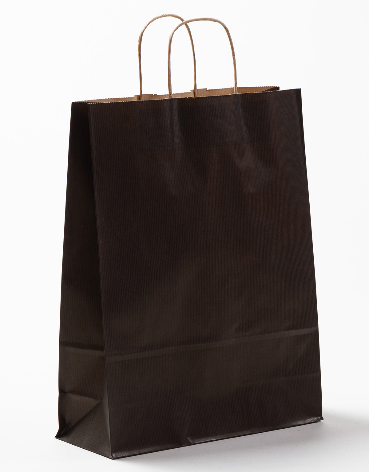 Produktbild Papiertragetaschen RUSTIK schwarz mit gedrehter Papierkordel in der Größe 32 x 12 x 41 cm