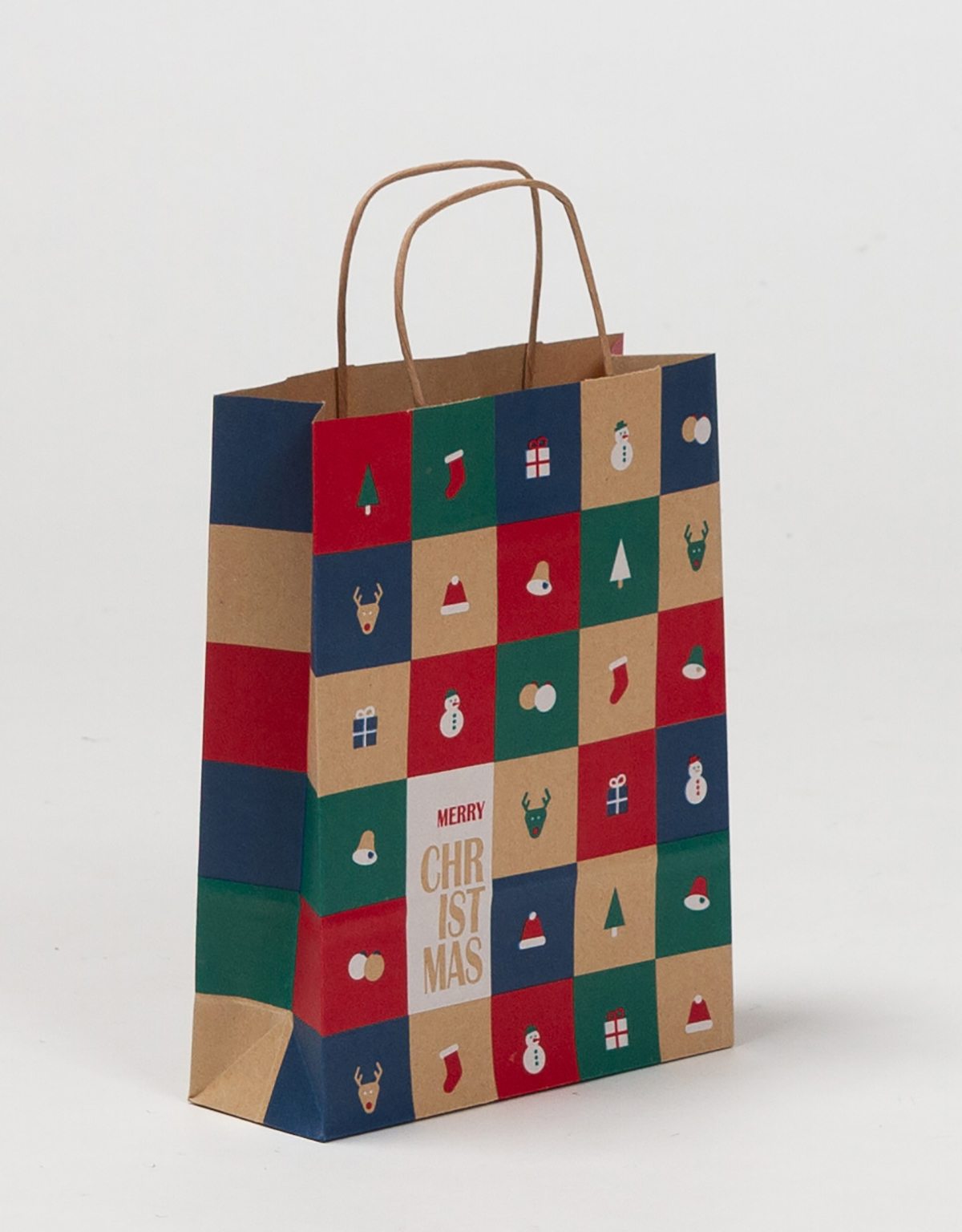 Produktbild Papiertragetaschen mit gedrehter Papierkordel Weihnachten POP in der Größe 18 x 7 x 24 cm