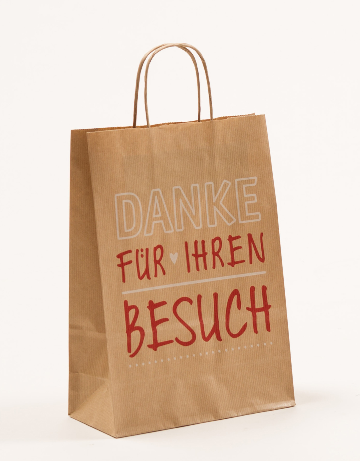 Produktbild Papiertragetaschen mit gedrehter Papierkordel Danke in der Größe 22 x 10 x 31 cm