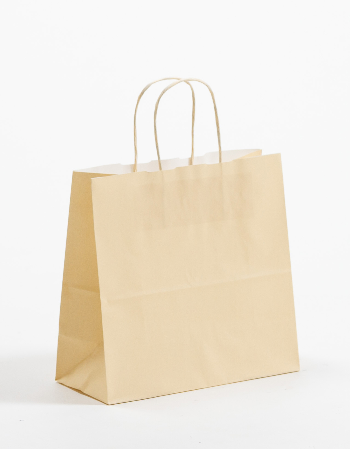 Produktbild Papiertragetaschen COLOR mit gedrehter Papierkordel ivory-beige in der Größe 25 x 11 x 24 cm