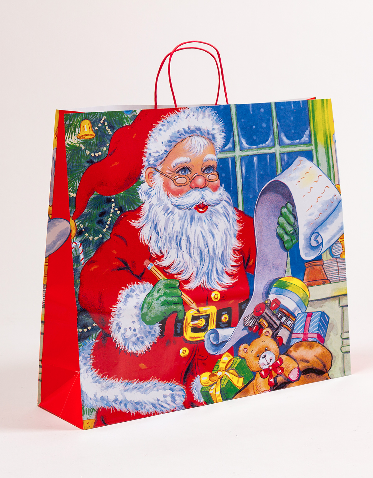 Produktbild Papiertragetaschen mit gedrehter Papierkordel Weihnachtsmann in der Größe 54 x 15 x 49 cm