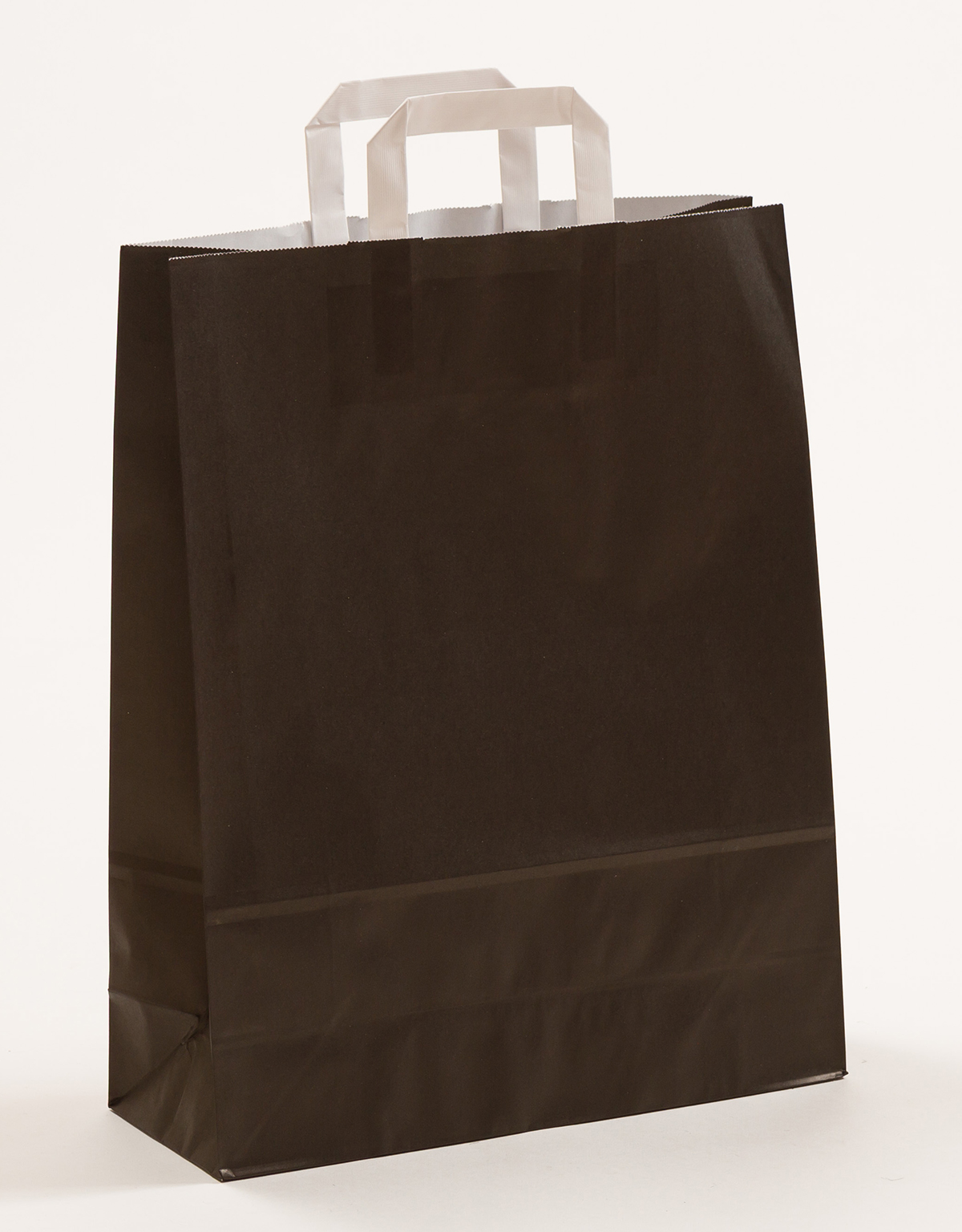 Produktbild Papiertragetaschen mit Flachhenkel schwarz in der Größe 32 x 12 x 40 cm