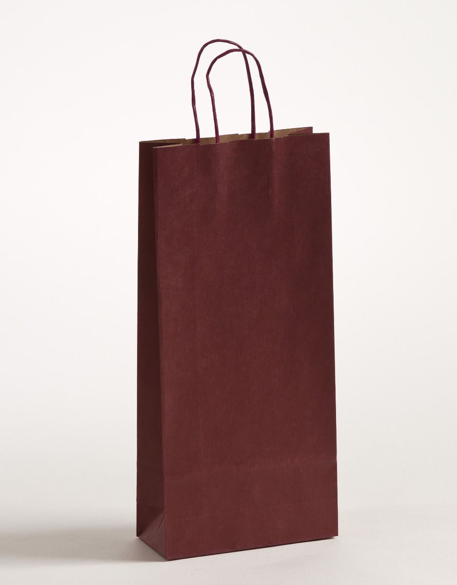 Produktbild Flaschentaschen Papiertragetaschen mit gedrehter Papierkordel bordeaux in der Größe 18 x 8 x 39,5 cm