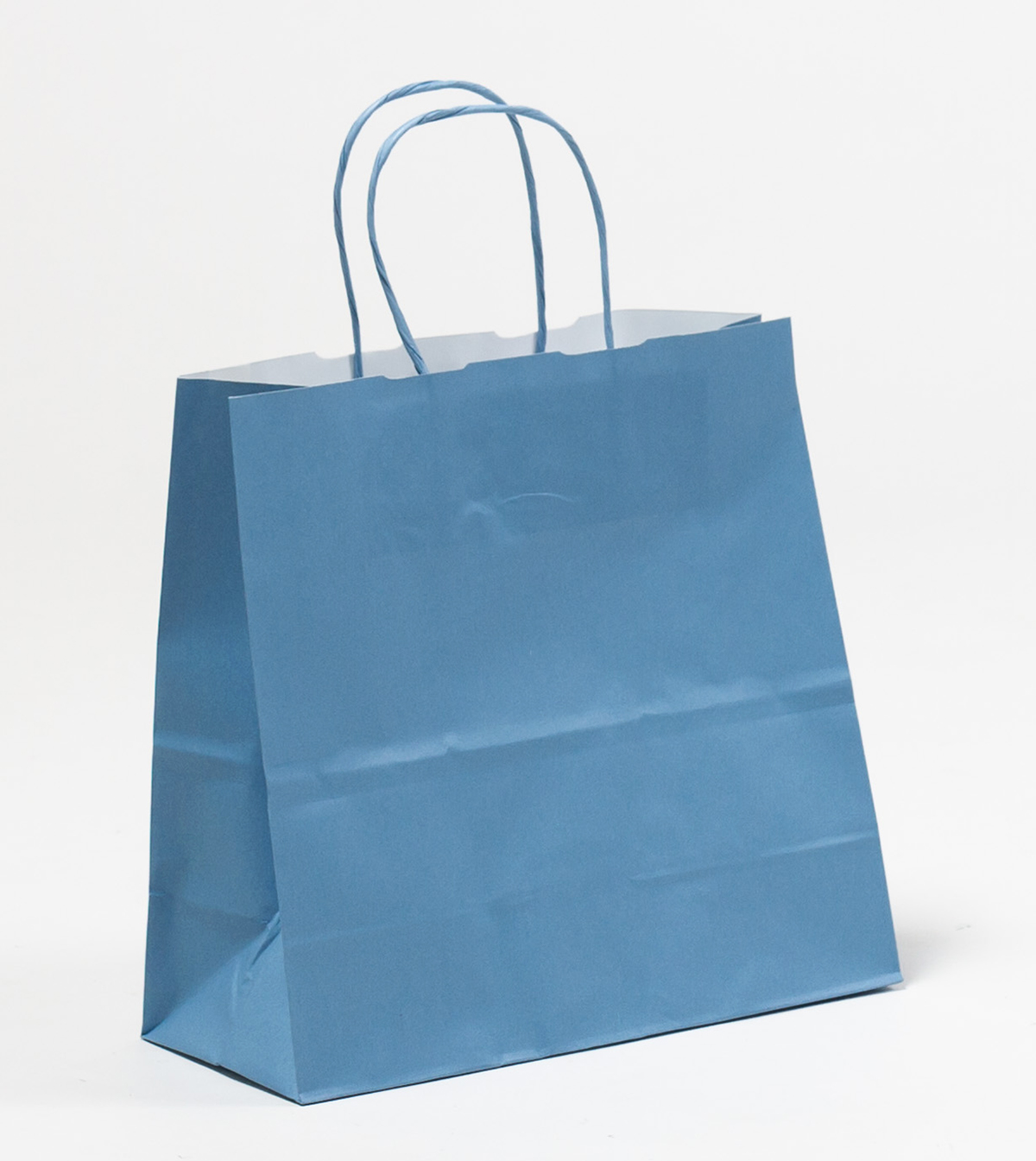 Produktbild Papiertragetaschen COLOR mit gedrehter Papierkordel denim / blau in der Größe 25 x 11 x 24 cm