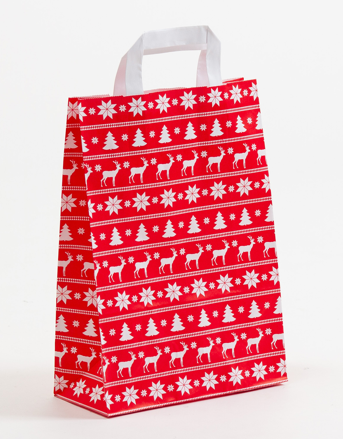 Produktbild Papiertragetaschen mit Flachhenkel - Norweger rot in der Größe 22 x 10 x 31 cm