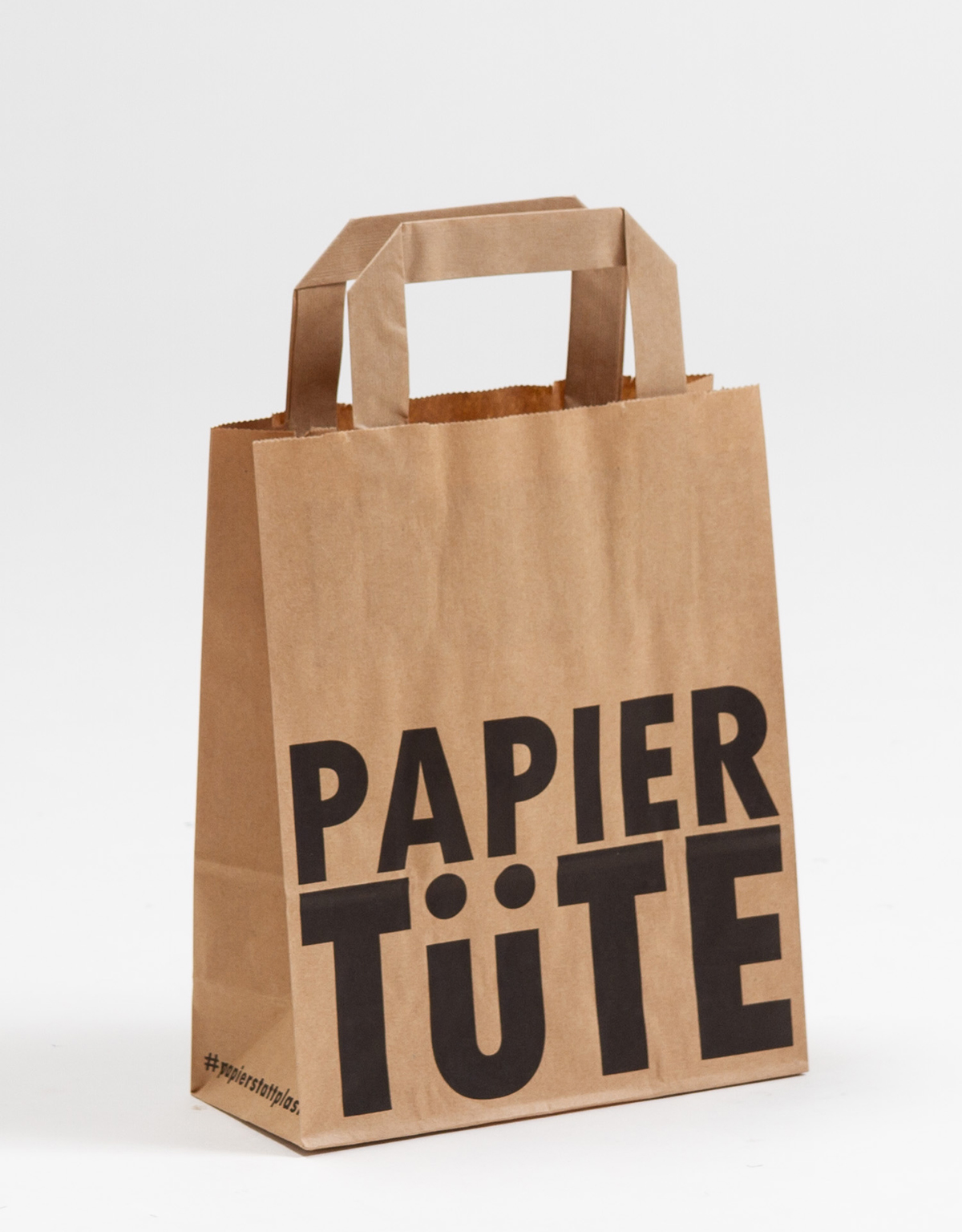 Produktbild SALE Papiertragetaschen mit Flachhenkel braun  - PapierTüte in der Größe 18 x 8 x 22 cm