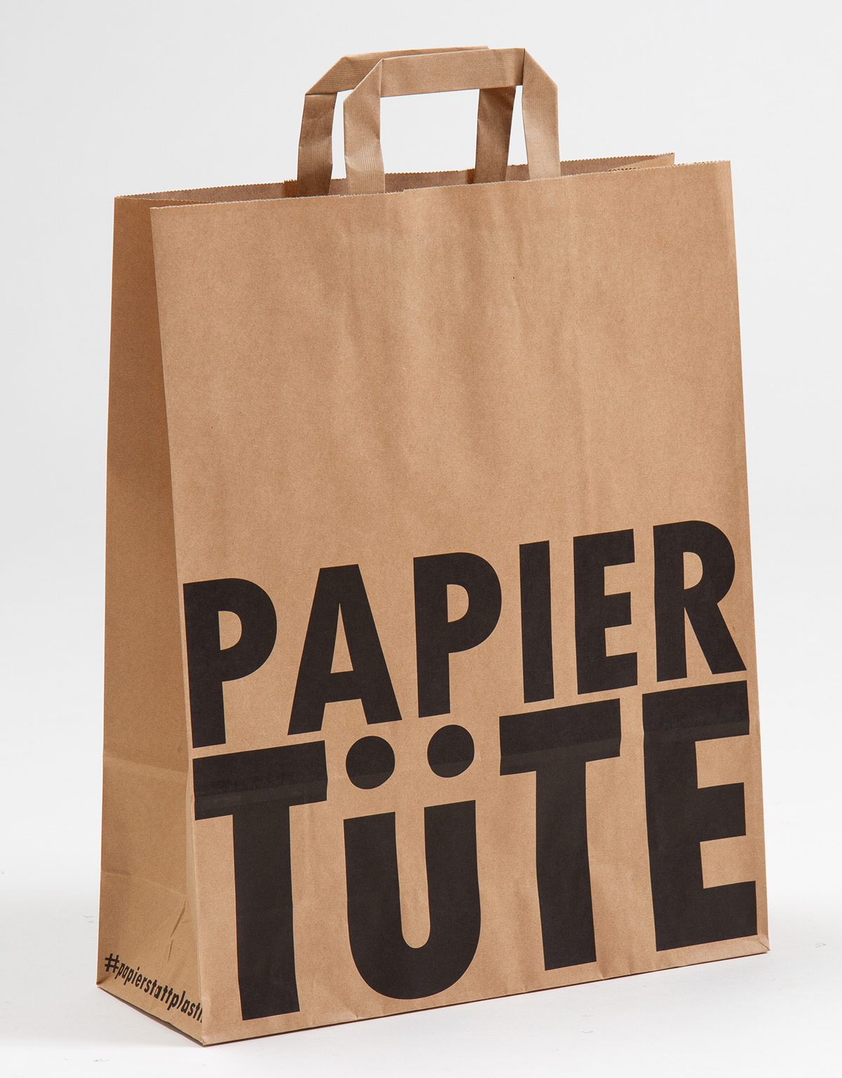 Produktbild SALE Papiertragetaschen mit Flachhenkel braun  - PapierTüte in der Größe 32 x 12 x 40 cm