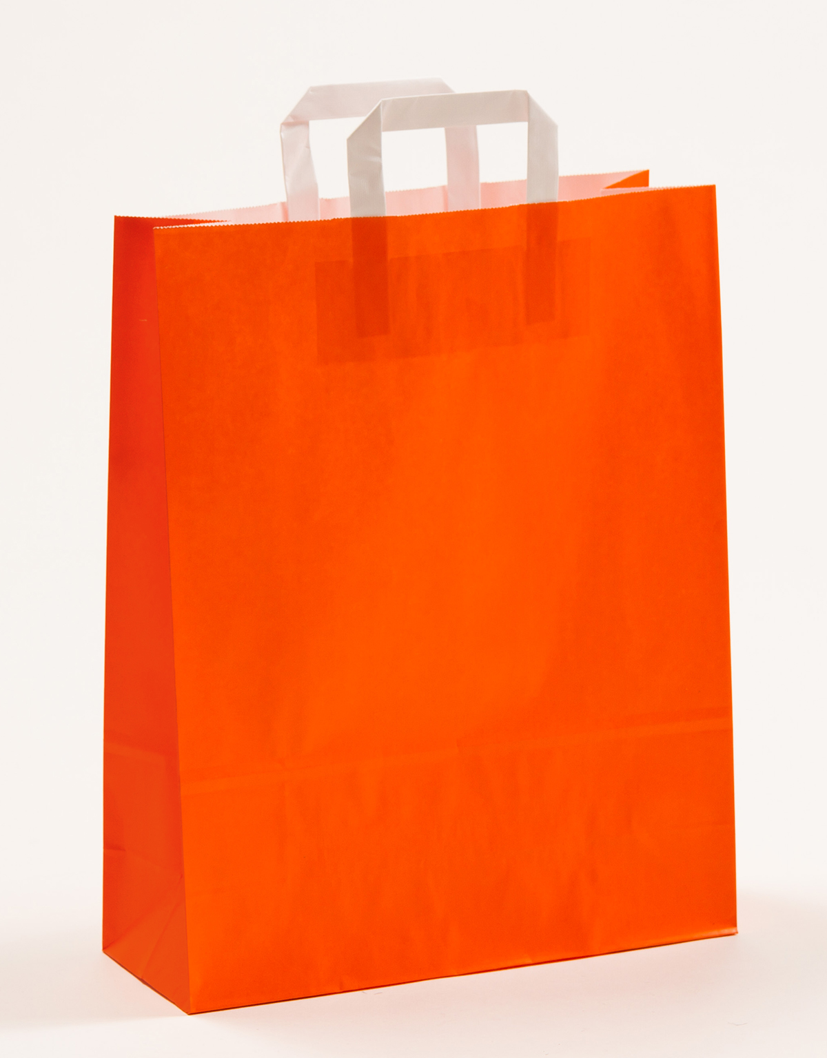 Produktbild Papiertragetaschen mit Flachhenkel organge in der Größe 32 x 12 x 40 cm