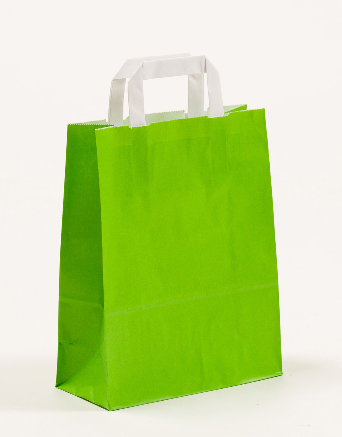 Produktbild Papiertragetaschen mit Flachhenkel grün in der Größe 22 x 10 x 28 cm