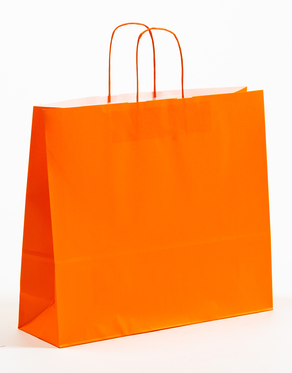 Produktbild Papiertragetaschen COLOR mit gedrehter Papierkordel orange in der Größe 42 x 13 x 37 cm