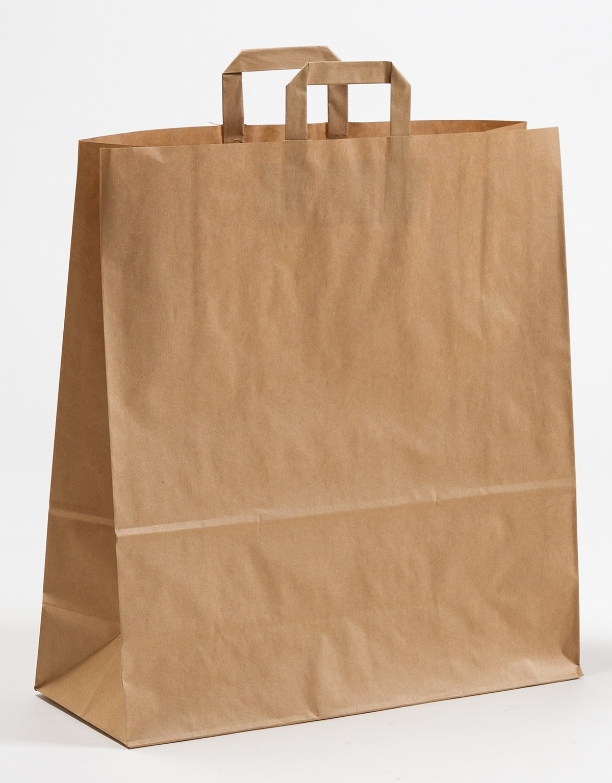 Produktbild Papiertragetaschen mit Flachhenkel braun in der Größe 45 x 17 x 47 cm
