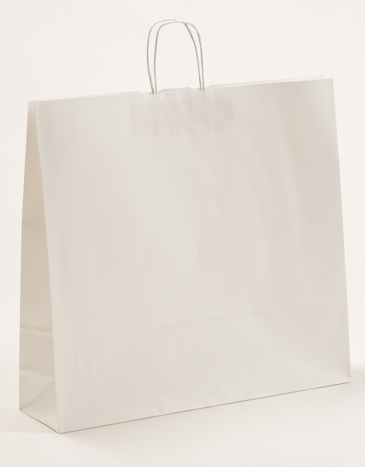 Produktbild Papiertragetaschen mit gedrehter Papierkordel weiß in der Größe 54 x 14 x 50 cm